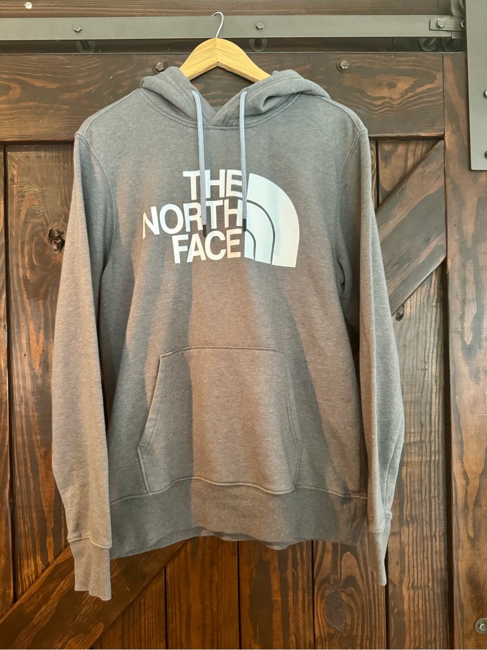 The North Face Gray Pullover Hoodie with White Logo